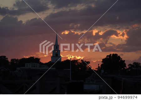 nantucket harbor view at sunset panorama nantucket harbor view at sunset panorama 94699974