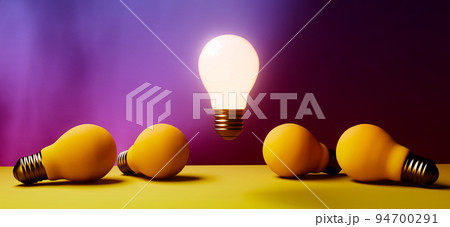 One out unique idea light bulb - 3D 94700291