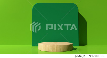 Podium and a square wall in a room - 3D 94700360