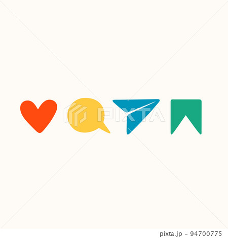 Like, share, save and repost stickers for a...のイラスト素材 [94700775] - PIXTA