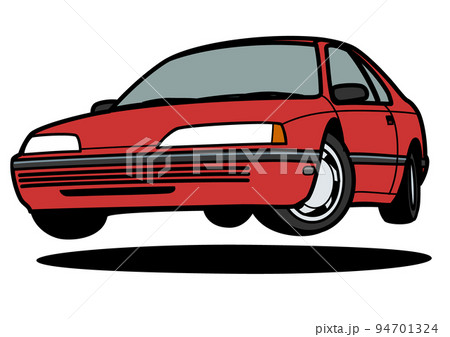 懐かしめアメリカンクーペ　ジャンプ　赤系　自動車イラスト 94701324