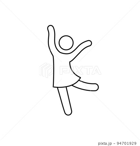 Line woman dancer icon. Ballet stick girl pose outline icon. Editable stroke pictogram woman. Isolated 94701929