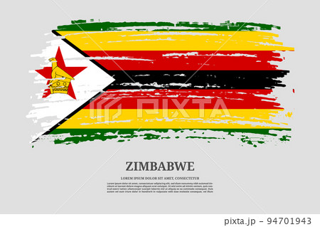 Zimbabwe flag with brush stroke effect and information text poster, vector Zimbabwe flag with brush stroke effect and information text poster, vector 94701943
