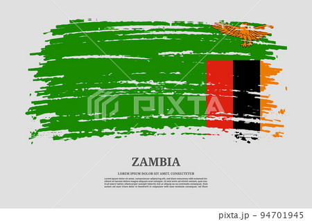Zambia flag with brush stroke effect and information text poster, vector Zambia flag with brush stroke effect and information text poster, vector 94701945
