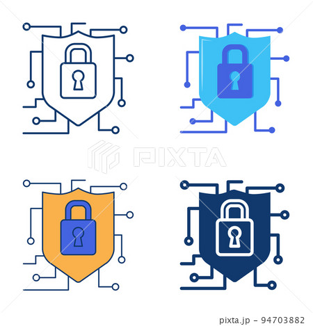 Network security icon set in flat and line style 94703882