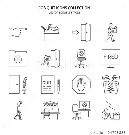 Job quit icon set in line style 94703883