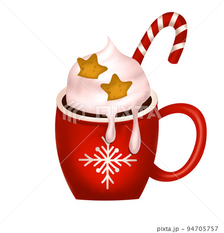Christmas drink cream 3d vector, cocoa cup dessert chocolate art, winter coffee  94705757
