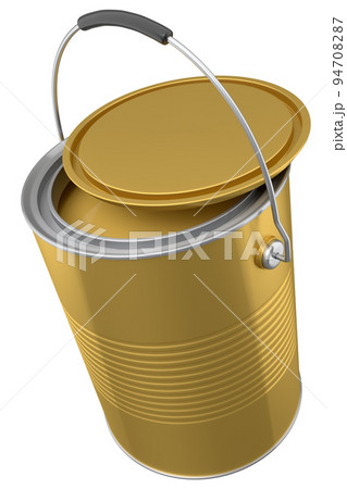 Open metal can or buckets of paint with handle on white background. Open metal can or buckets of paint with handle on white background. 94708287