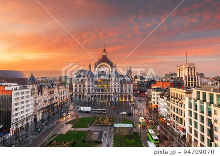 Antwerp, Belgium cityscape at Centraal Railway Station 94709070