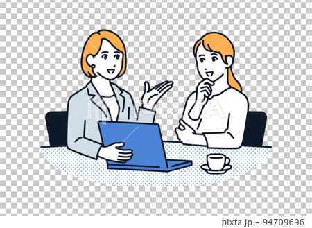 スーツの女性に相談する若い女性のベクターイラスト素材 スーツの女性に相談する若い女性のベクターイラスト素材 94709696