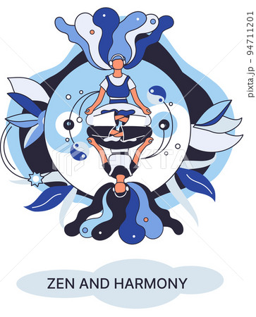Zen and harmony metaphor, meditation practice. Balance, harmony and mindfulness concept. Calm person relaxing Zen and harmony metaphor, meditation practice. Balance, harmony and mindfulness concept. Calm person relaxing 94711201