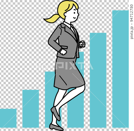 A woman wearing a suit to advance her career Growth curve graph 94712780