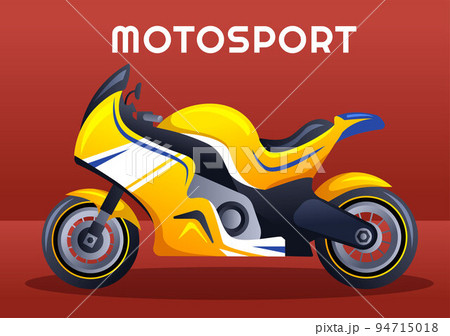 Racing Motosport Speed Bike Template Hand Drawn Cartoon Flat Illustration for Competition or Championship Race by Wearing Sportswear and Equipment 94715018