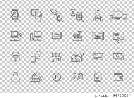 無現金支付和自助結賬圖標 QR 碼 POS 平板電腦 94715054