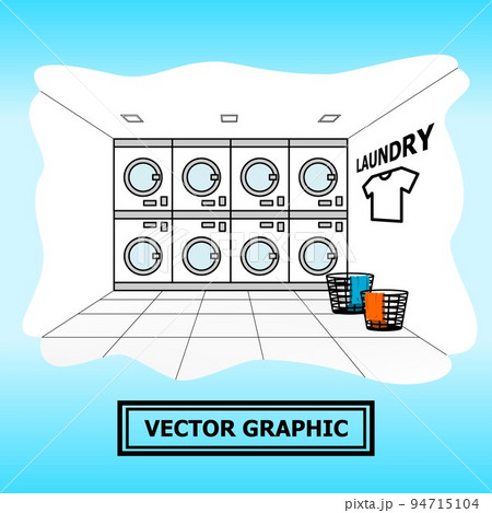 laundry shop service franchise business vector illustration graphic, interior no people laundry shop service franchise business vector illustration graphic, interior no people 94715104