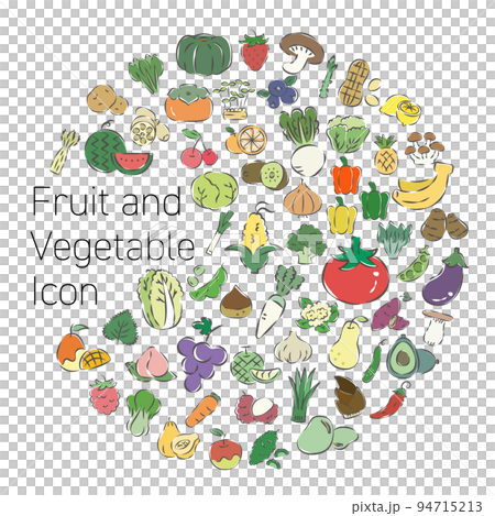 野菜とフルーツの手書き風アイコンセット 野菜とフルーツの手書き風アイコンセット 94715213