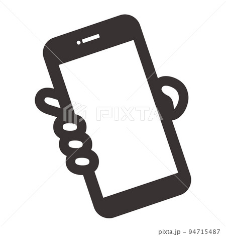 スマホ画面を見せているアイコンイラスト シンプル モノクロ スマホ画面を見せているアイコンイラスト シンプル モノクロ 94715487