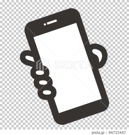 スマホ画面を見せているアイコンイラスト シンプル モノクロ スマホ画面を見せているアイコンイラスト シンプル モノクロ 94715487