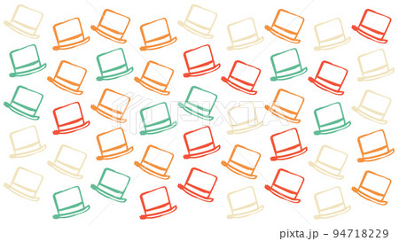 Abstract illustration of multicolor hat icons in seamless pattern against white background 94718229