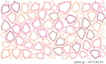 Abstract illustration of multicolor shield icons in seamless pattern against white background 94718234
