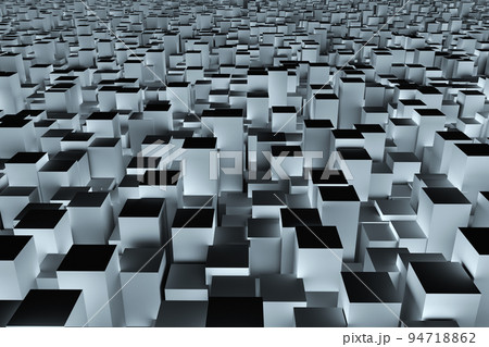 Abstract illustration of 3d grey blocks against...のイラスト素材 [94718862 ...