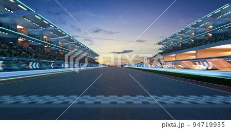3d rendering moving racetrack with start and finish line 94719935