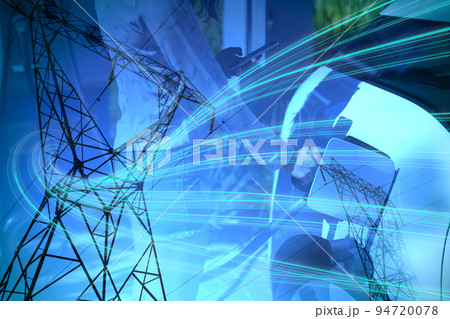 Composite image of blue abstract design 94720078