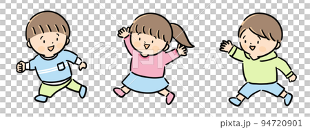 孩子們快樂地奔跑微笑男孩女孩 孩子們快樂地奔跑微笑男孩女孩 94720901
