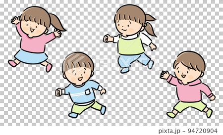 Children running with a smile boy girl 94720904