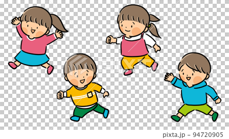 笑顔で走る子どもたち　4人　セット 94720905