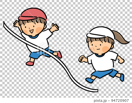 運動会のかけっこでゴールをする子どもたち 運動会のかけっこでゴールをする子どもたち 94720907