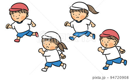 体操服で走る小学生の子どもたち 体操服で走る小学生の子どもたち 94720908