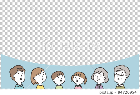 三世代の家族のイラスト フレーム素材　心配なこと　疑問 94720954