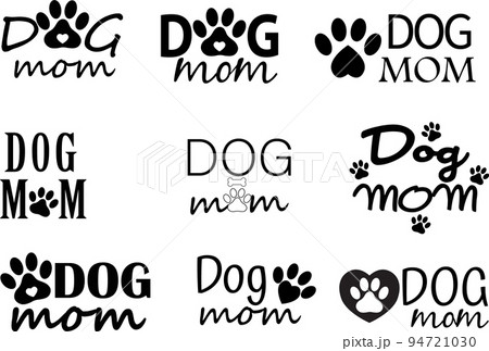 Dog mom quote on white background. Lettering style Mother of doggie calligraphy. flat style. 94721030