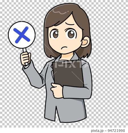 舉起✖️標籤女西裝商務迷你人物插畫 94721998
