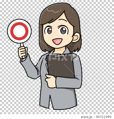 舉起◯標籤女西裝商務迷你人物插畫 94721999