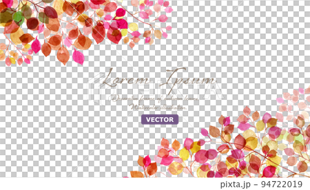 Watercolor illustration of autumn sunbeams. 2 corner decorative frame. Botanical decoration for autumn and winter. background, wallpaper. (vector) 94722019
