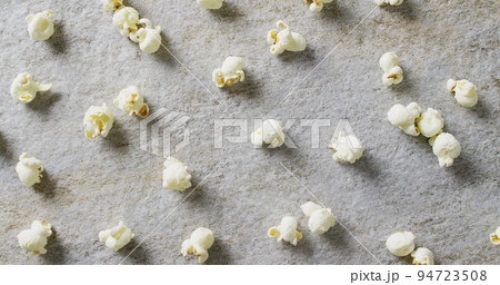 Image of close up of popcorn on gray background 94723508