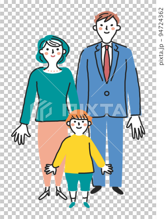 園児、両親の家族　イラスト素材	 94724362