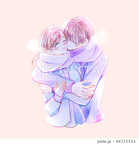 冬のハグするカップル 94725533