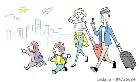 ベクターイラスト素材：旅行に出かける家族 94725634