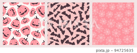 Cute Halloween pattern collection. Backgrounds with monsters. Vector illustration. 94725635