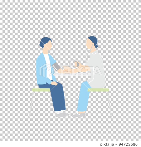 A woman and a nurse measuring blood pressure A woman and a nurse measuring blood pressure 94725686