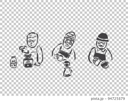 Illustration set of coffee shop glasses clerk Illustration set of coffee shop glasses clerk 94725879
