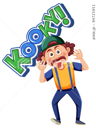 Playful cartoon character with kooky word expression 94725951