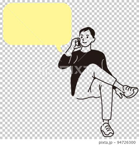一個人在手機上說話的矢量線圖 一個人在手機上說話的矢量線圖 94726300