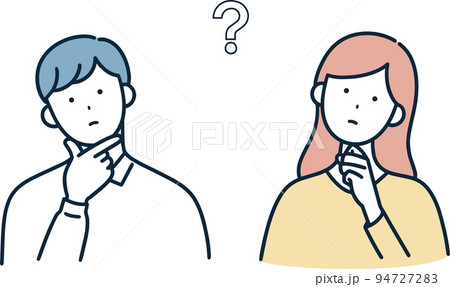 疑問　はてな　男女　イラスト 94727283