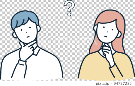 疑問　はてな　男女　イラスト 94727283