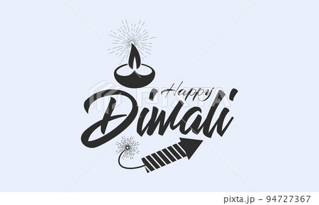 Calligraphy letter design concept of Happy Diwali/Deepavali with light lamp. Festival design vector illustration. 94727367