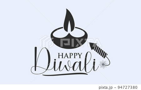 Cultural calligraphy design concept of Happy Diwali/Deepavali with lamp. Festival design vector illustration. 94727380